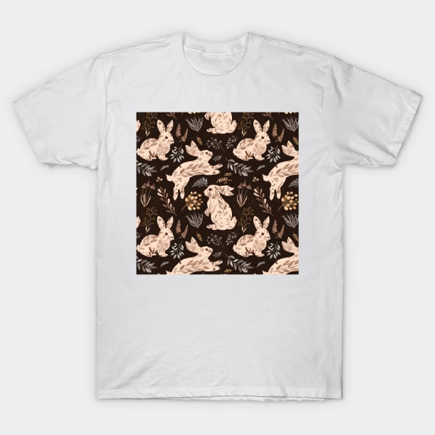 Rabbit garden earthy brown T-Shirt by cesartorresart